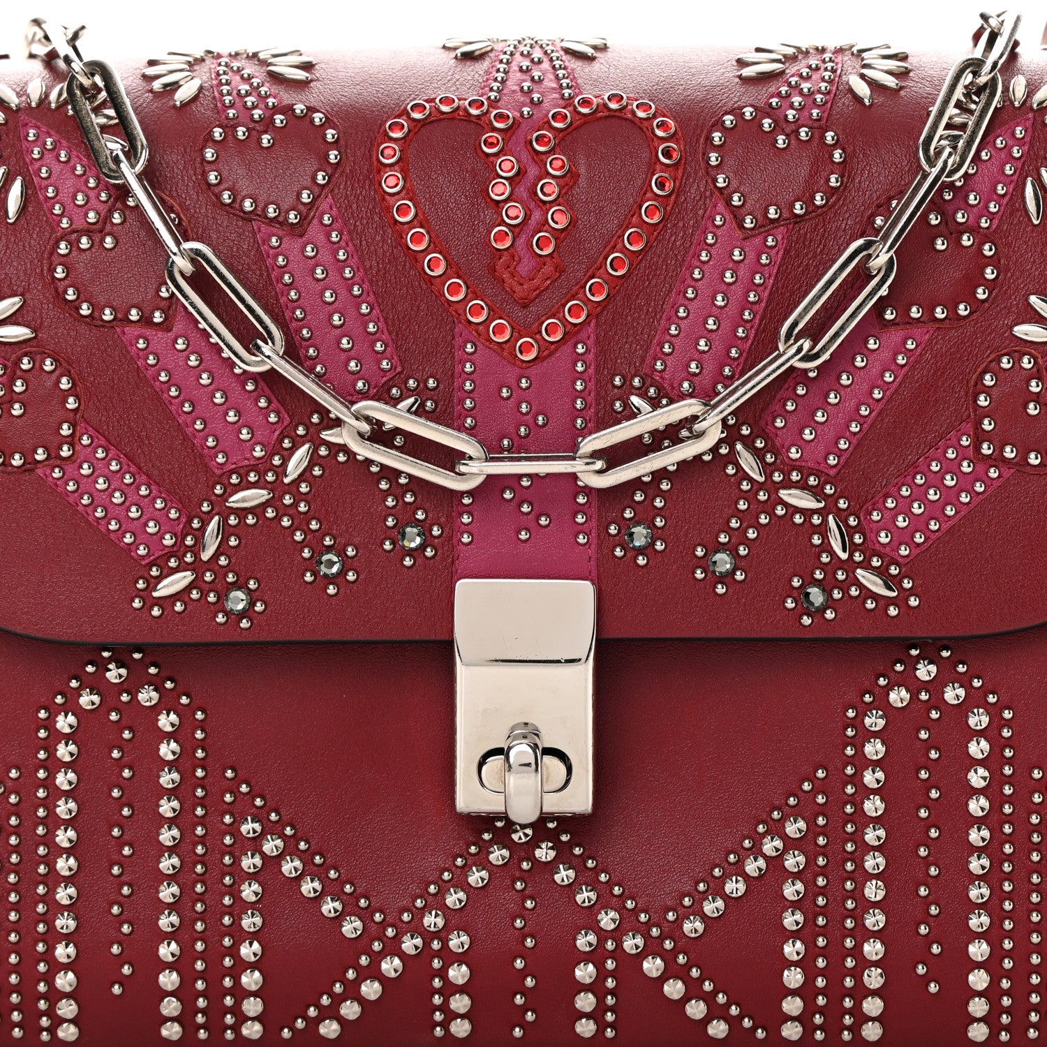 Valentino Garavani Vitello Loveblade Embellished Chain Flap Bag Rubino 6 of 16
