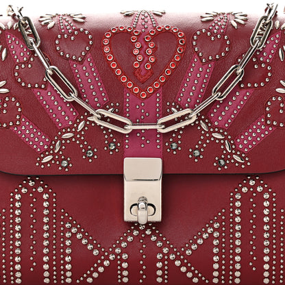 Valentino Garavani Vitello Loveblade Embellished Chain Flap Bag Rubino 6 of 16