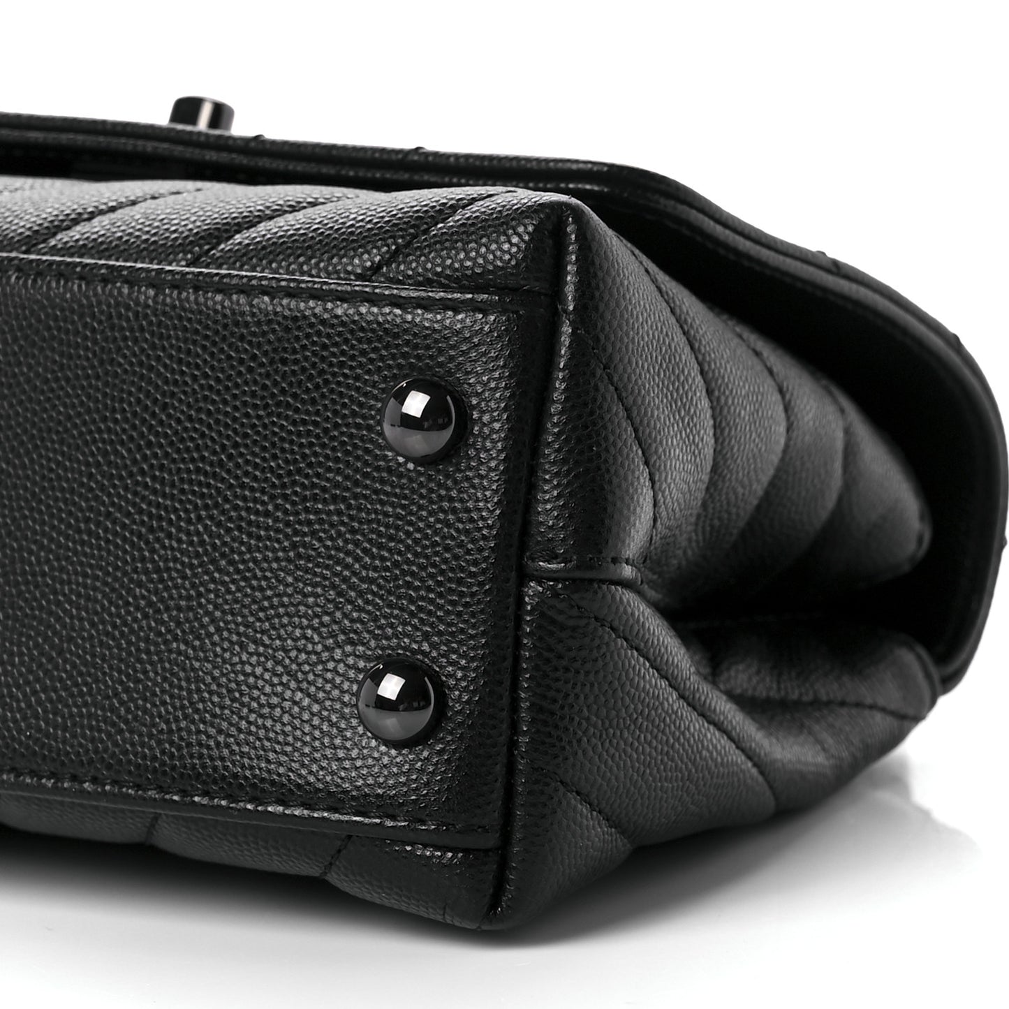 Caviar Chevron Quilted Extra Mini Coco Handle Flap So Black