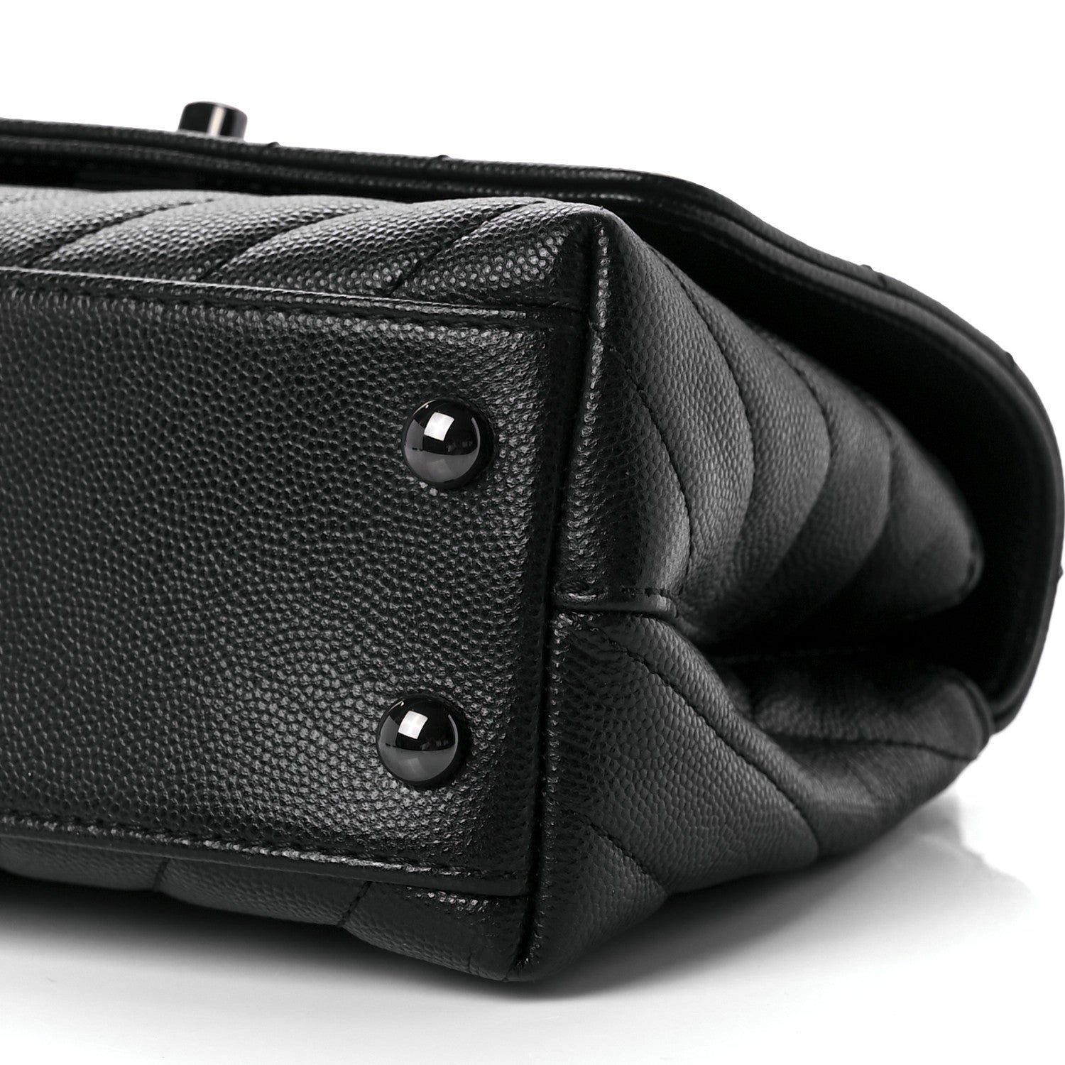 Chanel Caviar Chevron Quilted Extra Mini Coco Handle Flap So Black 8 of 9