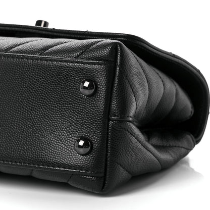 Chanel Caviar Chevron Quilted Extra Mini Coco Handle Flap So Black 8 of 9
