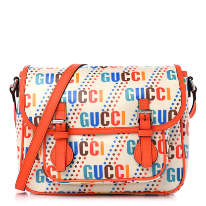 Gucci Coated Canvas Logo Star Print Childrens Messenger Bag Beige Multicolor Vibrant Orange 1 of 9