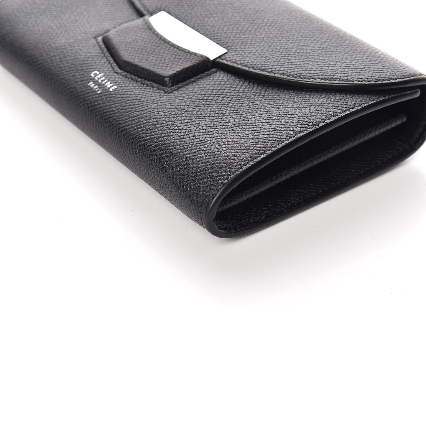 Grained Calfskin Medium Trotteur Multifunction Flap Wallet Black