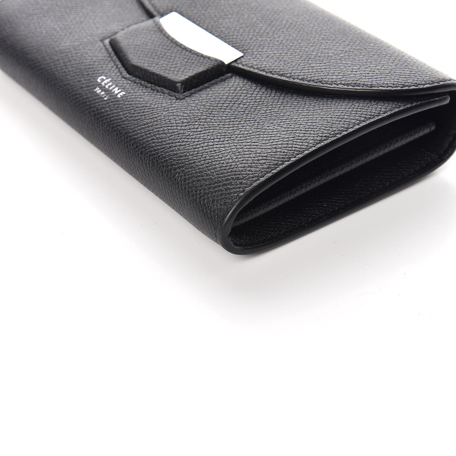 Celine Grained Calfskin Medium Trotteur Multifunction Flap Wallet Black 8 of 10