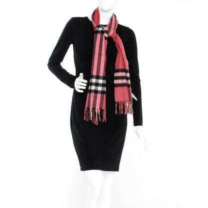 Burberry Cashmere Giant Check Fringe Scarf Pink 2 of 6