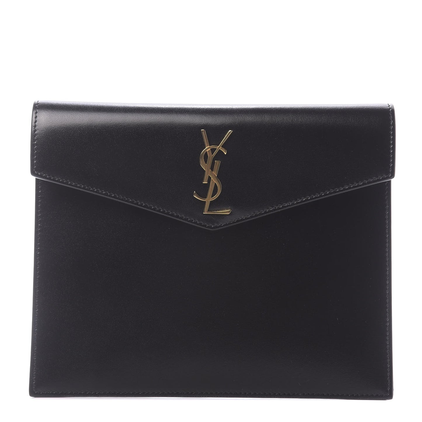 Smooth Shiny Calfskin Monogram Uptown Baby Pouch Black