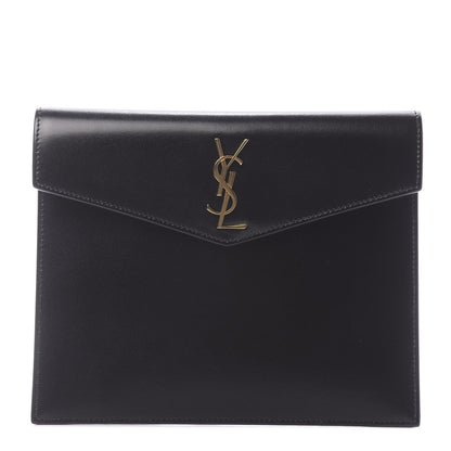 Saint Laurent Smooth Shiny Calfskin Monogram Uptown Baby Pouch Black 1 of 11