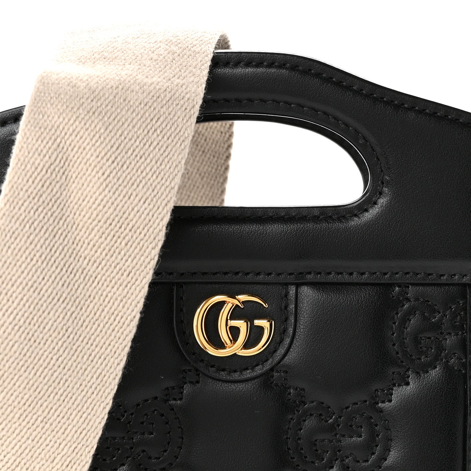 Gucci Calfskin GG Matelasse Mini Top Slip Handle Crossbody Bag Black Natural 7 of 9