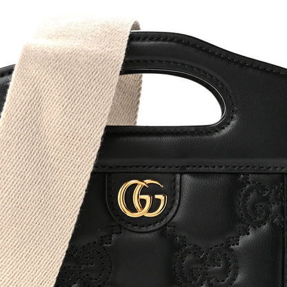 Gucci Calfskin GG Matelasse Mini Top Slip Handle Crossbody Bag Black Natural 7 of 9