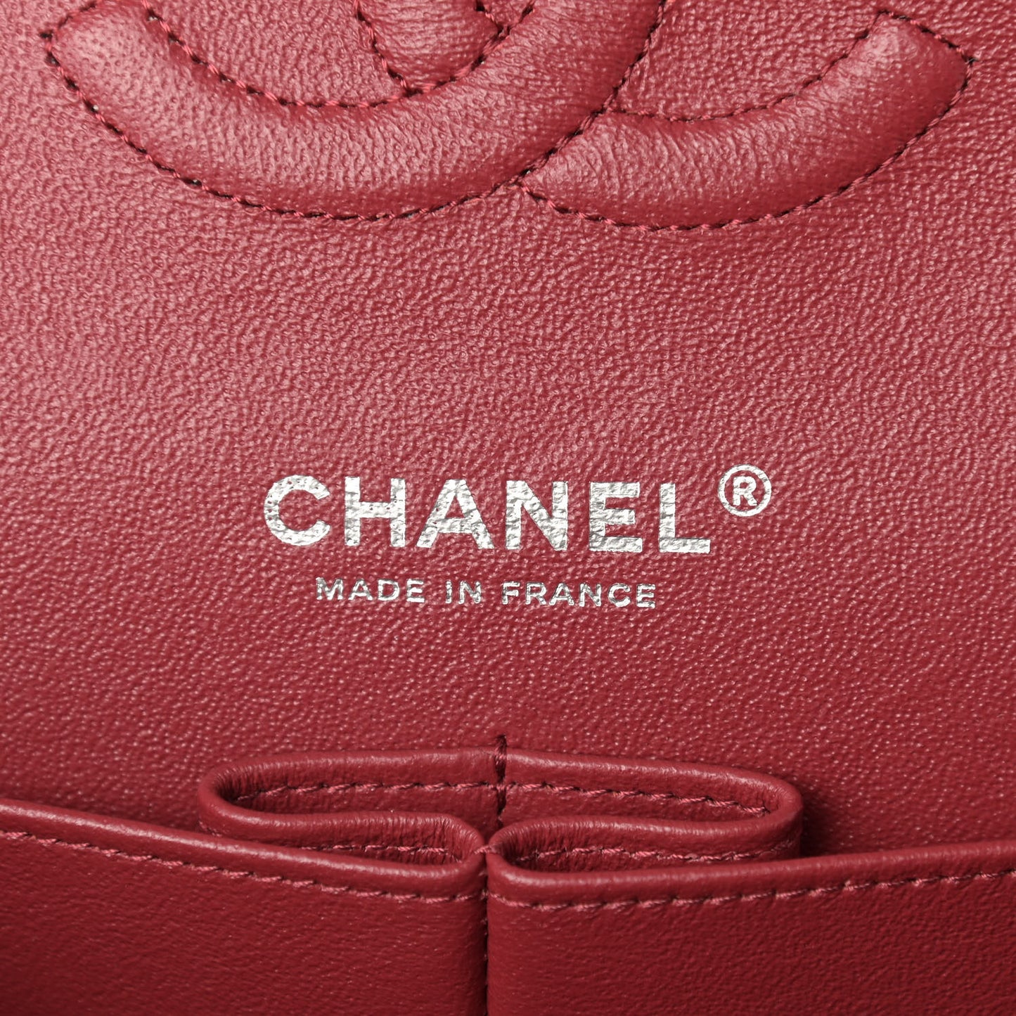 Caviar Quilted Medium Double Flap Dark Red