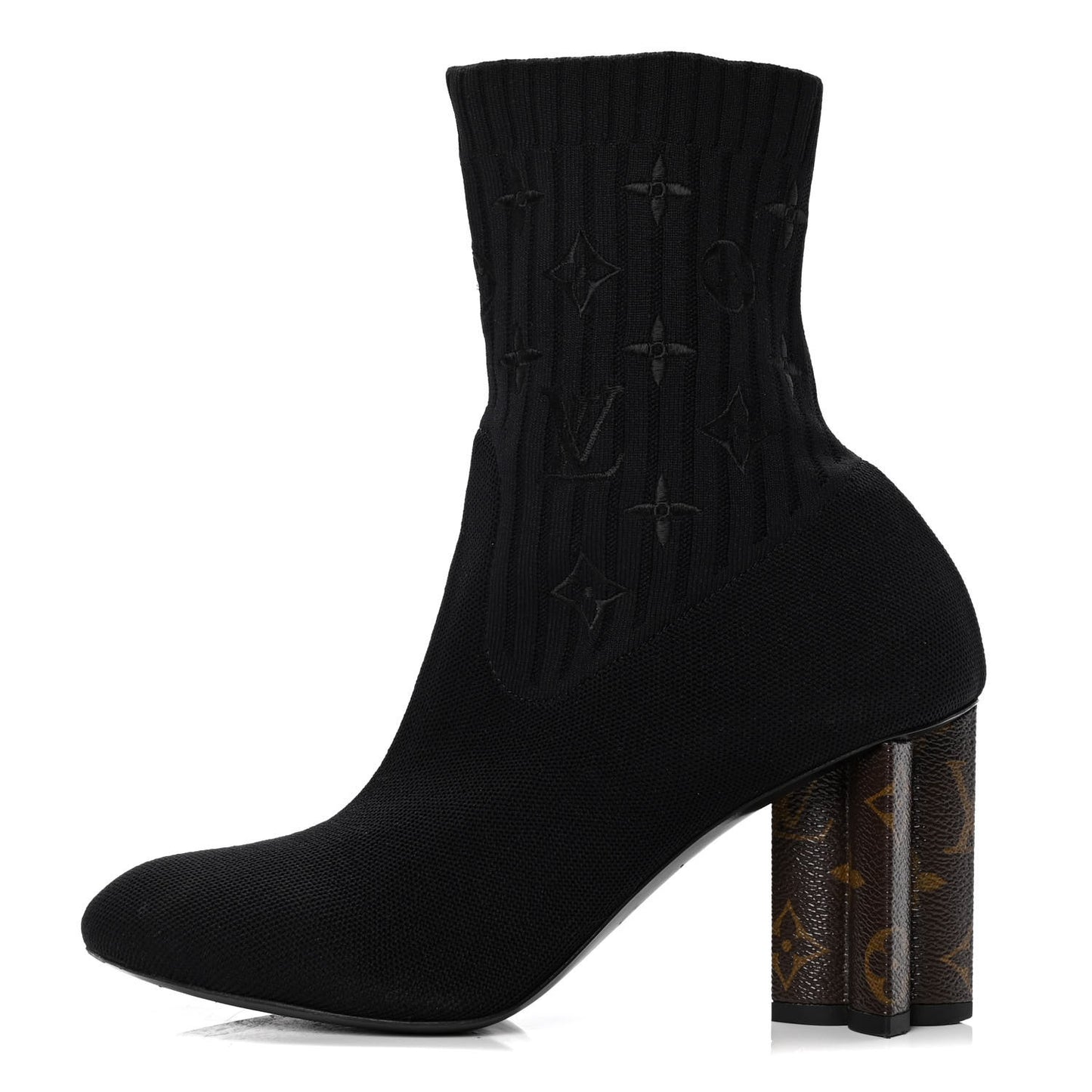 Monogram Stretch Fabric Silhouette Ankle Boots 39 Black