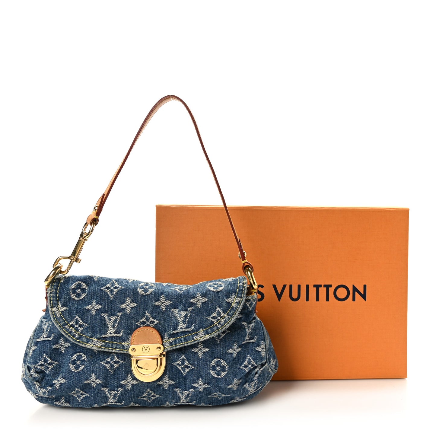 Monogram Denim Mini Pleaty Blue