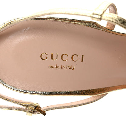 Gucci Metallic Nappa Victoria Strappy Horsebit Sandals 40 Gold 7 of 7