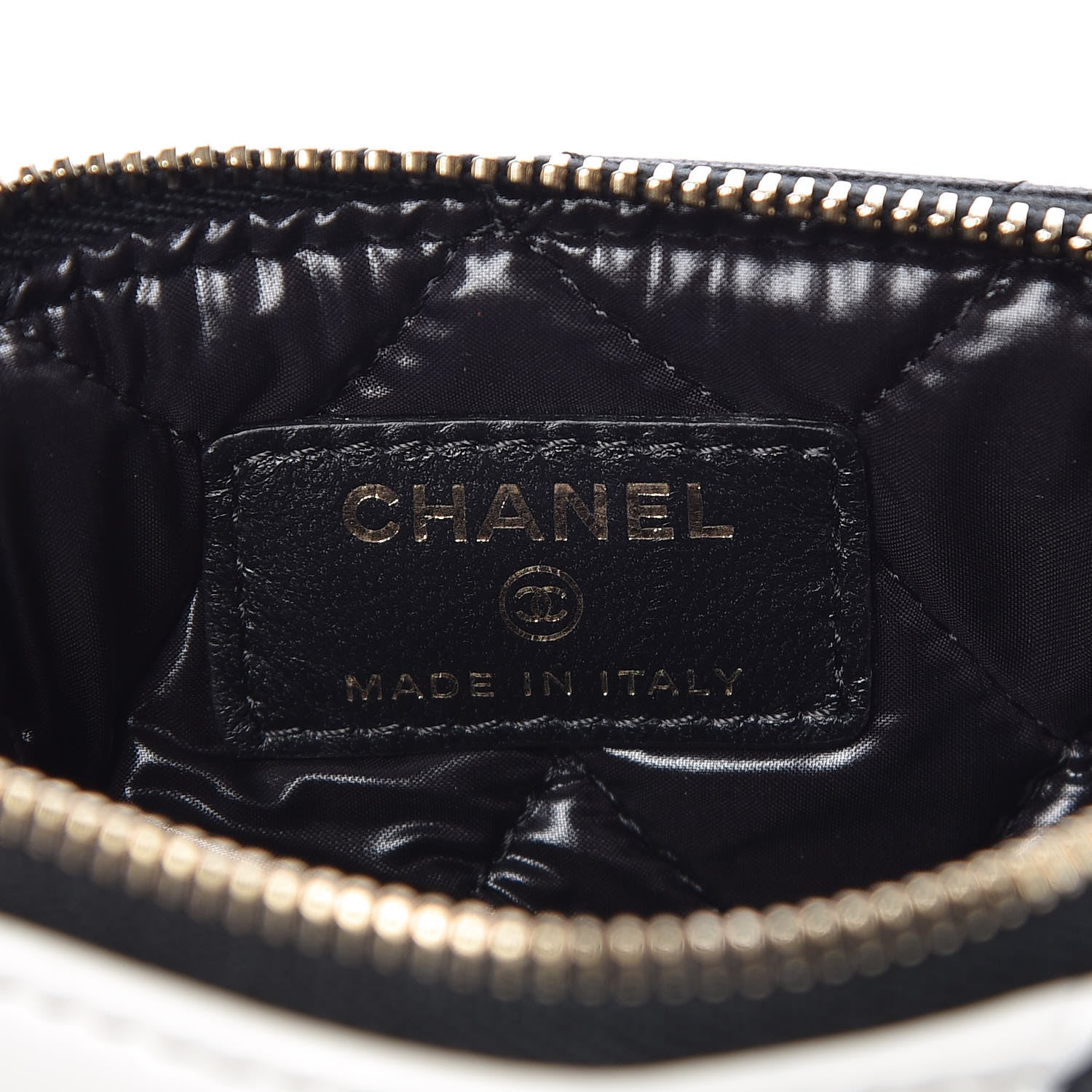 Chanel Lambskin Quilted Small Camellia Cosmetic Pouch Black White 6 of 7