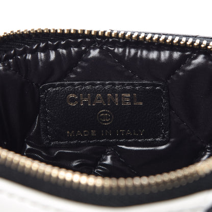 Chanel Lambskin Quilted Small Camellia Cosmetic Pouch Black White 6 of 7