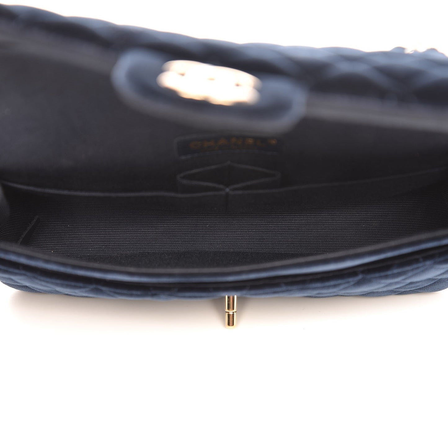 Velvet Quilted Medium Double Flap Blue