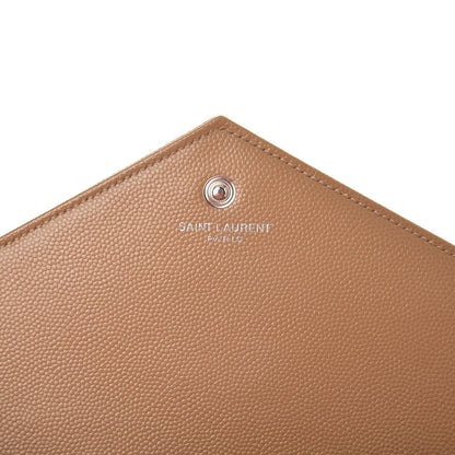Saint Laurent Grain De Poudre Matelasse Chevron Monogram Chain Wallet Deep Beige 6 of 7