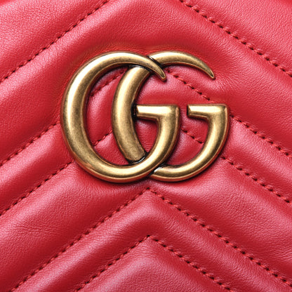 Gucci Calfskin Matelasse GG Marmont Dome Backpack Hibiscus Red 10 of 14