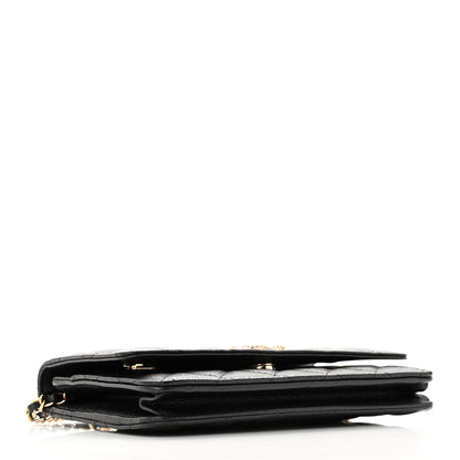 Chanel Caviar Quilted Perforated Metal CC Wallet On Chain WOC Black 4 of 12