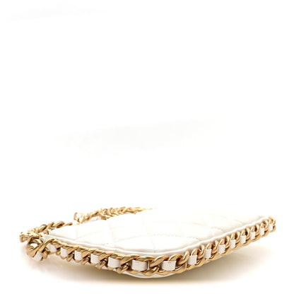 Chanel Shiny Crumpled Lambskin Quilted Trendy Chain Around Hobo White 4 of 10