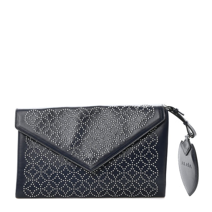 Alaia Calfskin Studded Arabesque Envelope Clutch Navy 1 of 10