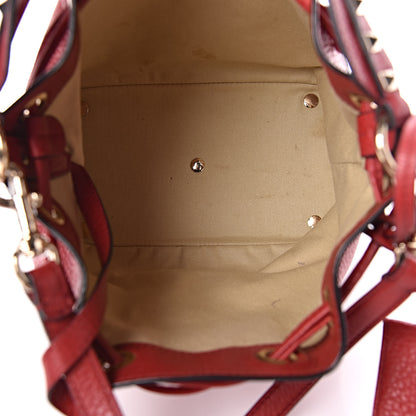 Valentino Garavani Pebbled Calfskin Small Rockstud Bucket Bag Red 6 of 14