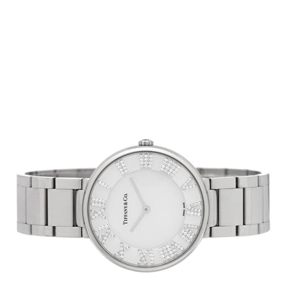Tiffany Stainless Steel Diamond Mother of Pearl 34mm Atlas 3-Hand Quartz Watch 2 of 5