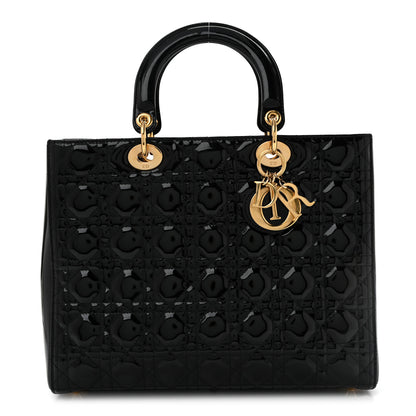 Christian Dior Patent Cannage Large Lady Dior Black 1 of 12