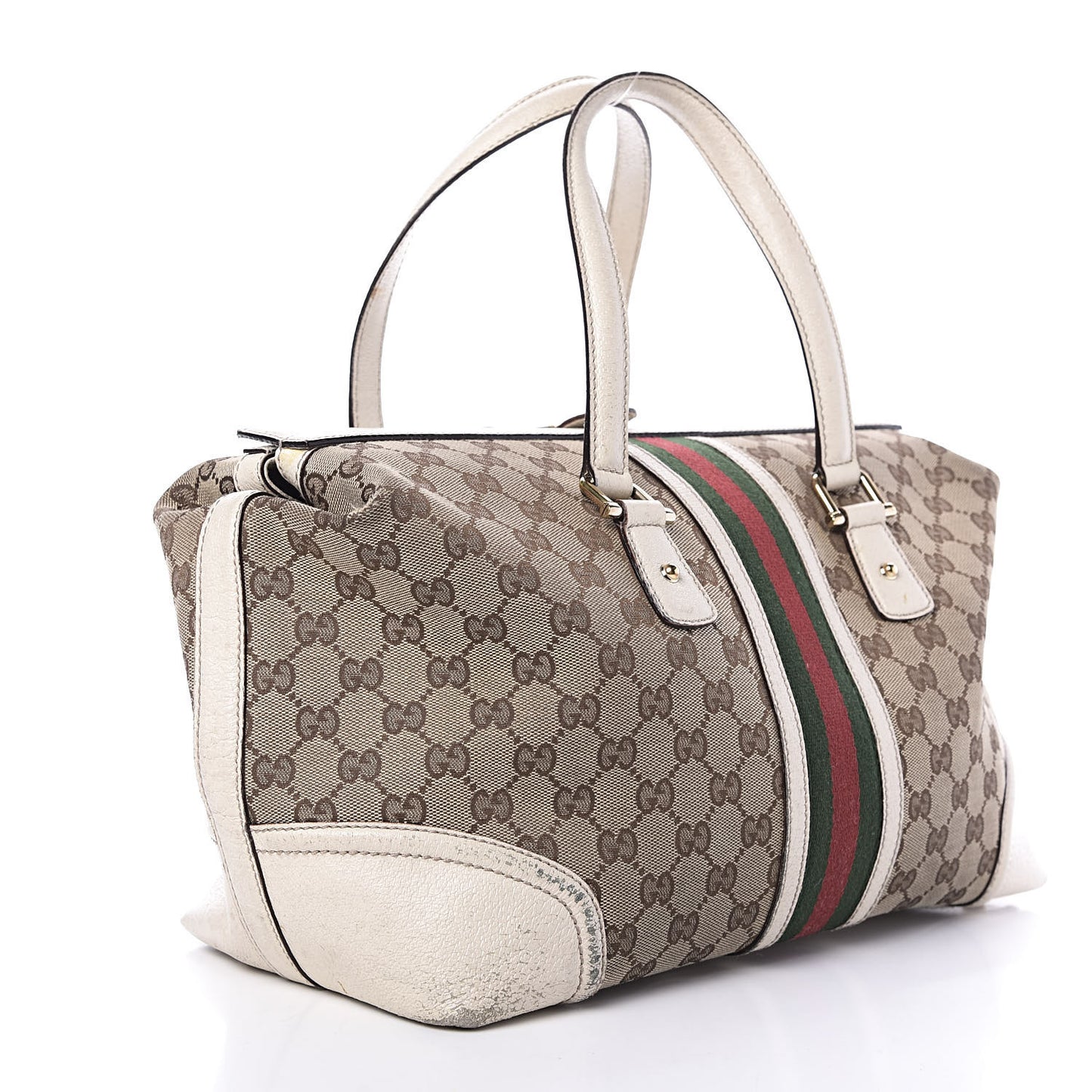 Monogram Web Large Treasure Boston Tote Beige
