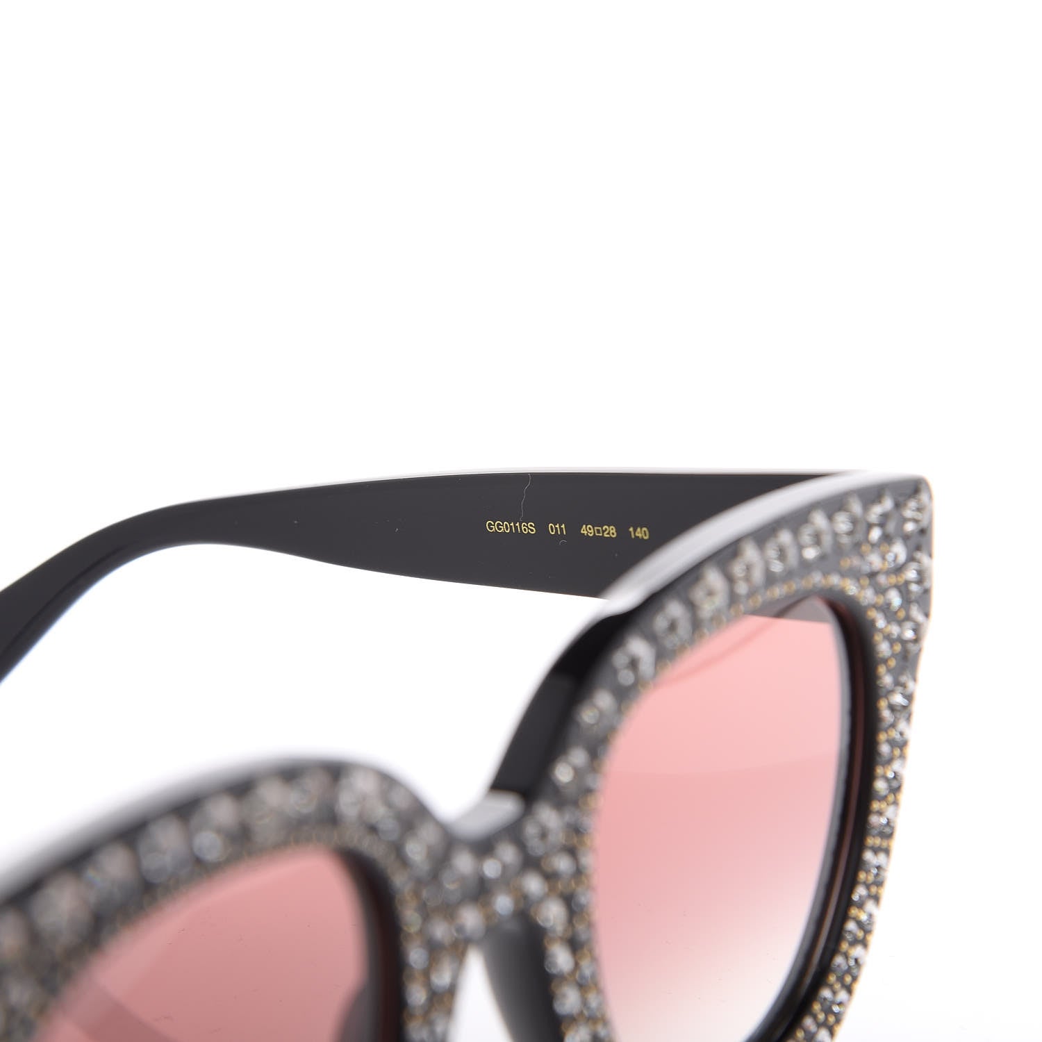 Gucci Acetate Stars Cat Eye Sunglasses GG0116S Black 6 of 7