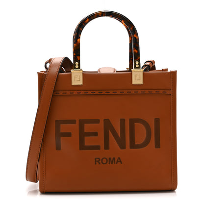 Fendi Vitello King Plexiglass Logo Embossed Small Fendi Sunshine Shopper Tote Cuoio 1 of 11
