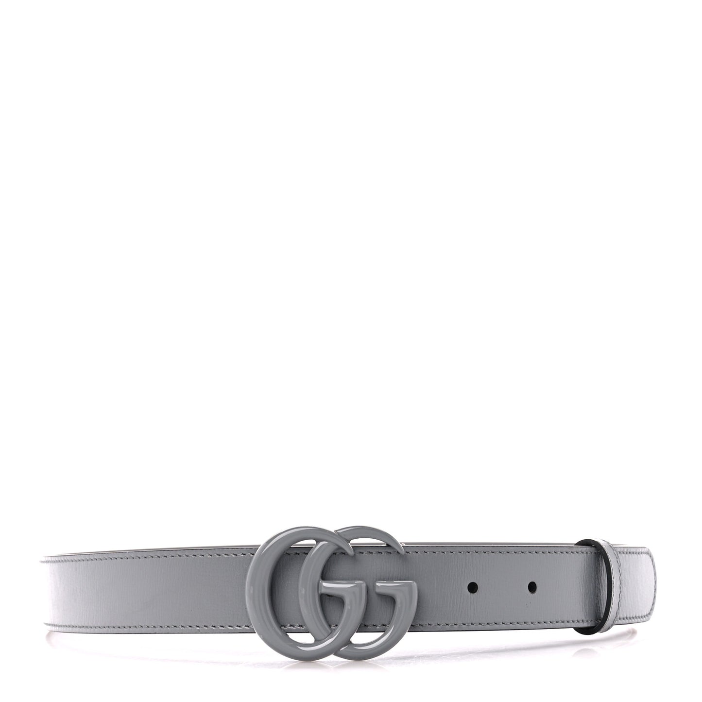 Azalea Calfskin Enamel Monochrome Double G 30mm Belt 80 32 Deep Grey