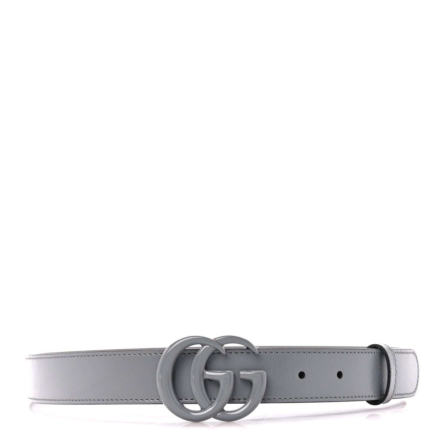 Gucci Azalea Calfskin Enamel Monochrome Double G 30mm Belt 80 32 Deep Grey 1 of 4