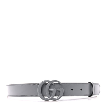 Gucci Azalea Calfskin Enamel Monochrome Double G 30mm Belt 80 32 Deep Grey 1 of 4