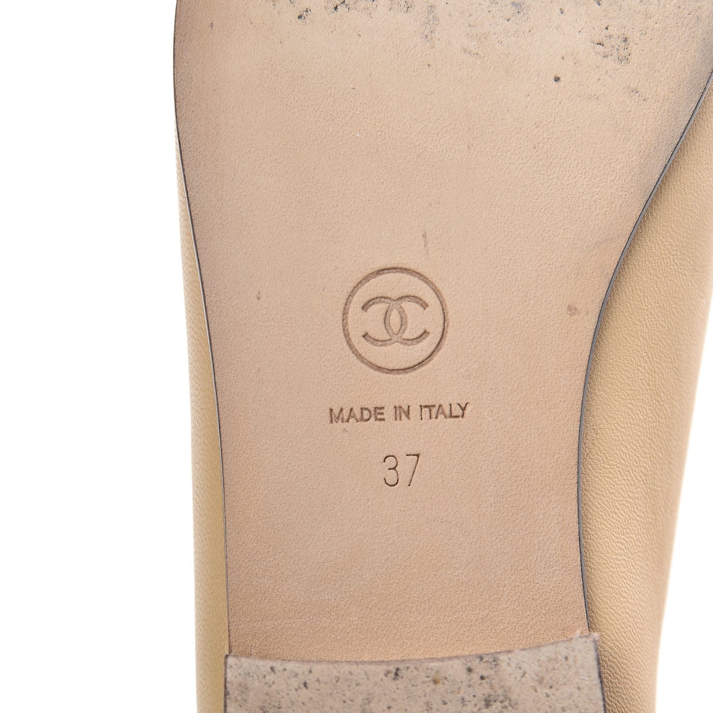 Lambskin Cap Toe CC Ballerina Flats 37 Beige Black