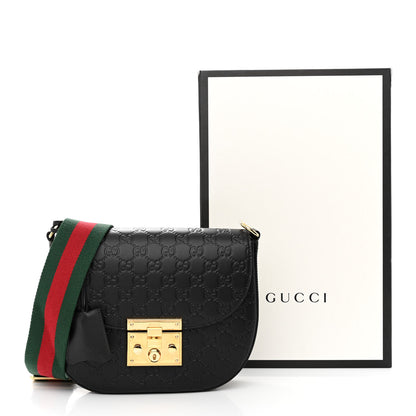Gucci Guccissima Web Medium Padlock Messenger Shoulder Bag Black 11 of 11