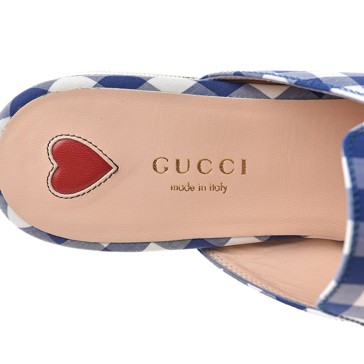 Cotton Gingham Womens Princetown Slippers 37.5 White Blue