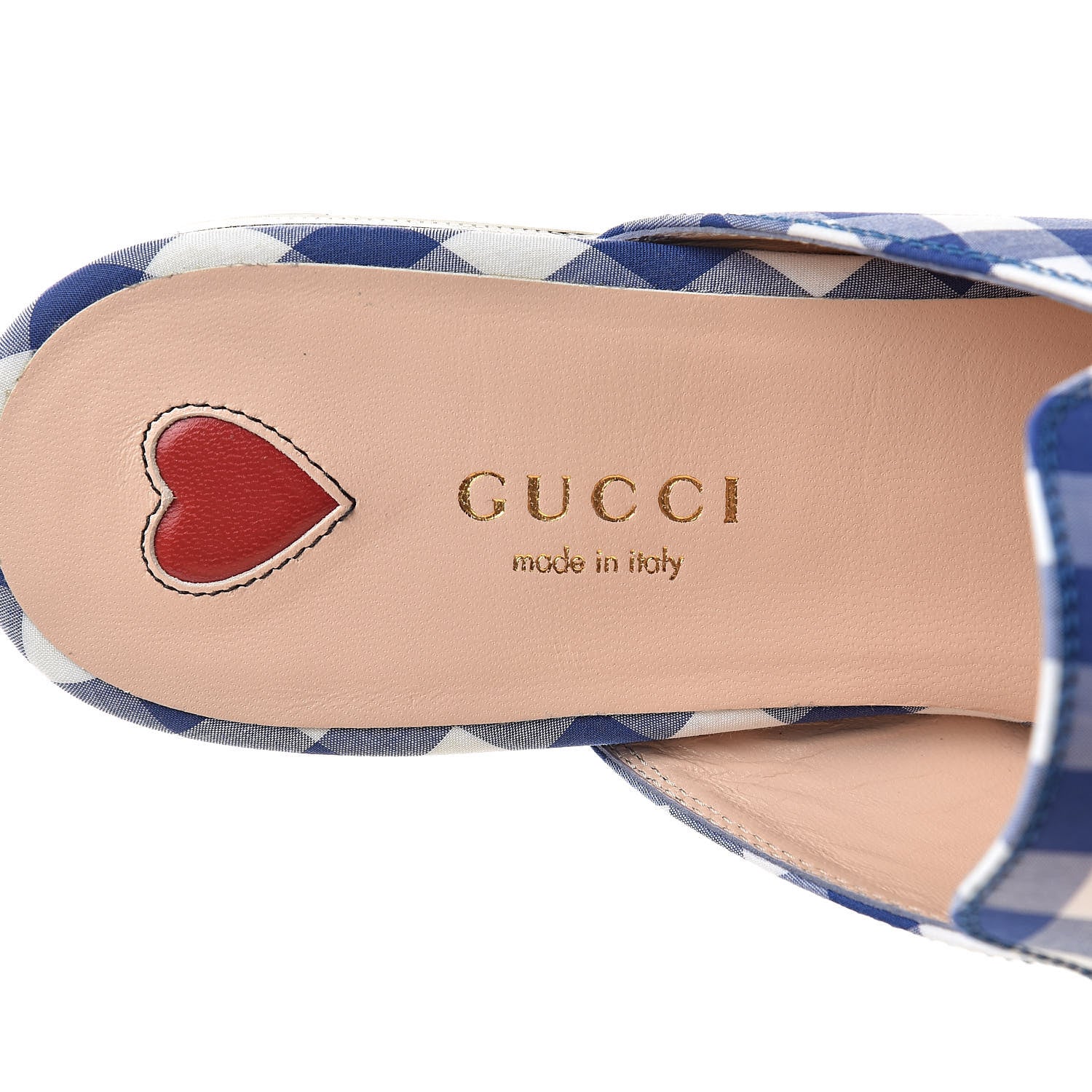 Gucci Cotton Gingham Womens Princetown Slippers 37.5 White Blue 7 of 8