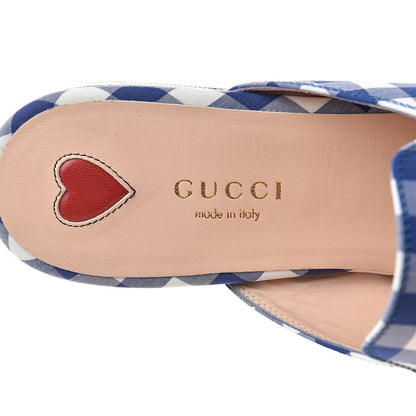 Gucci Cotton Gingham Womens Princetown Slippers 37.5 White Blue 7 of 8
