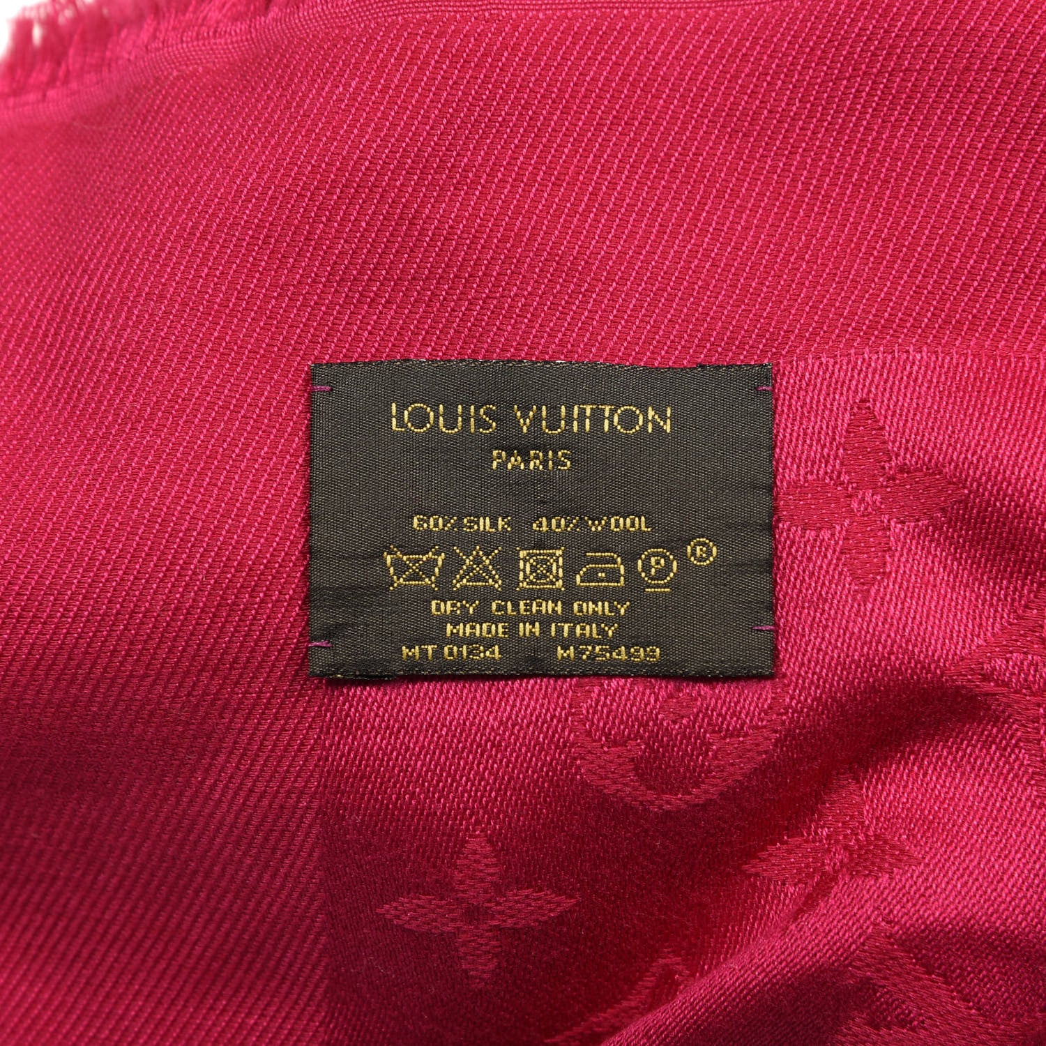 Louis Vuitton Wool Silk Monogram Shawl Strass Pink 3 of 3