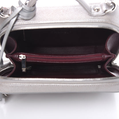 Chanel Metallic Caviar Quilted Medium CC Filigree Vanity Case Silver 5 of 12