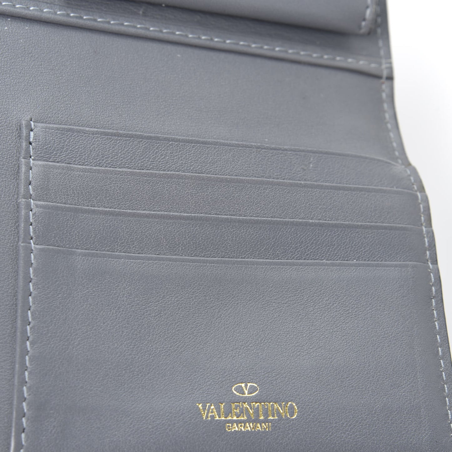 Vitello Colorblock Rockstud Wallet On Strap Deep Rose Green Grey Scarlet