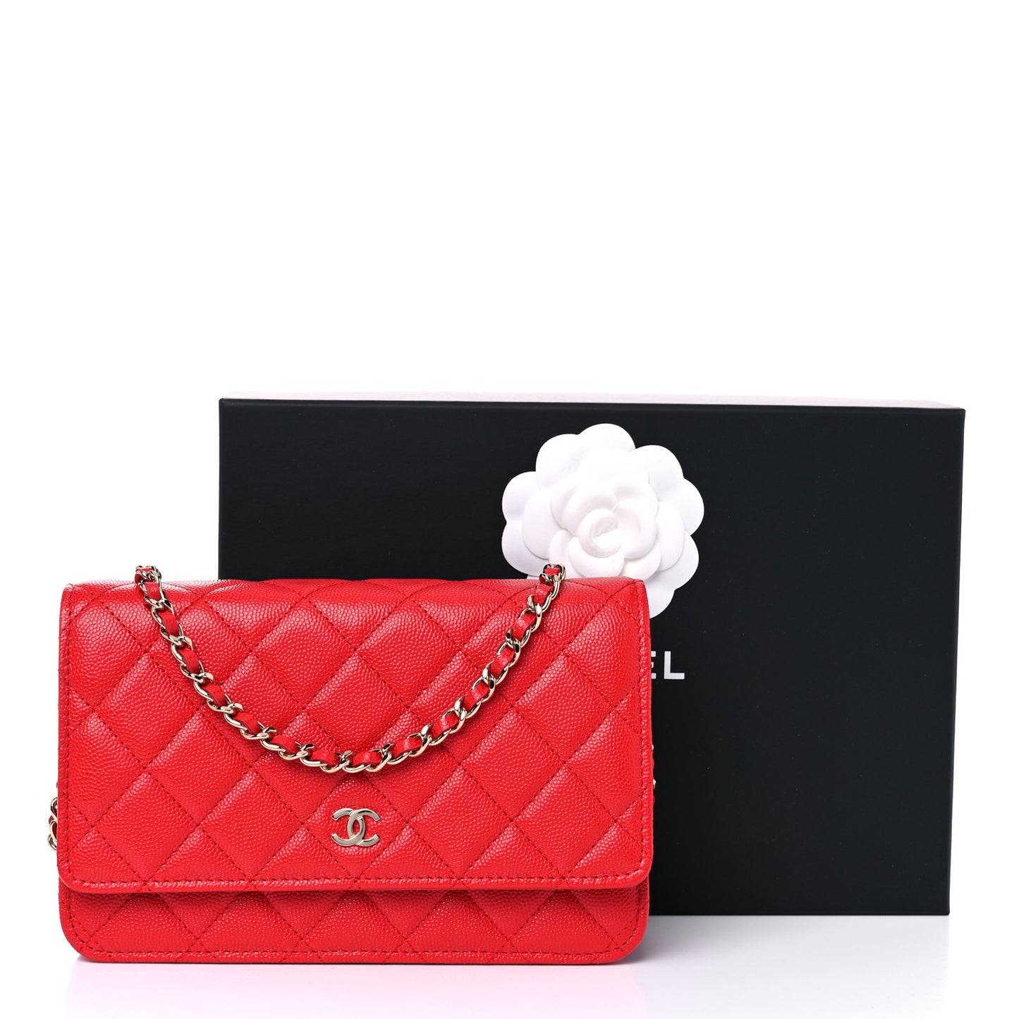 Caviar Quilted Wallet On Chain WOC Red