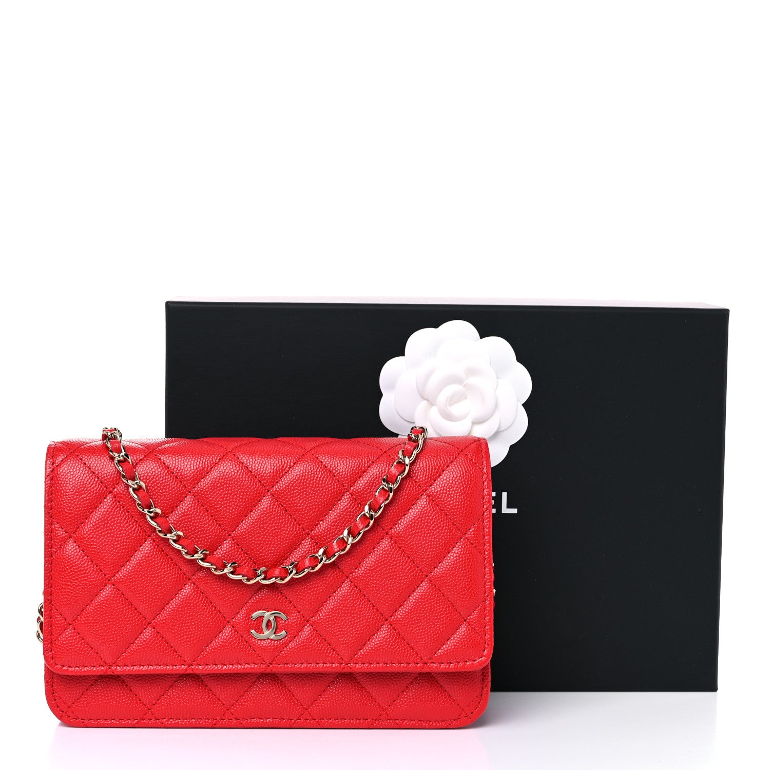 Chanel Caviar Quilted Wallet On Chain WOC Red 11 of 11