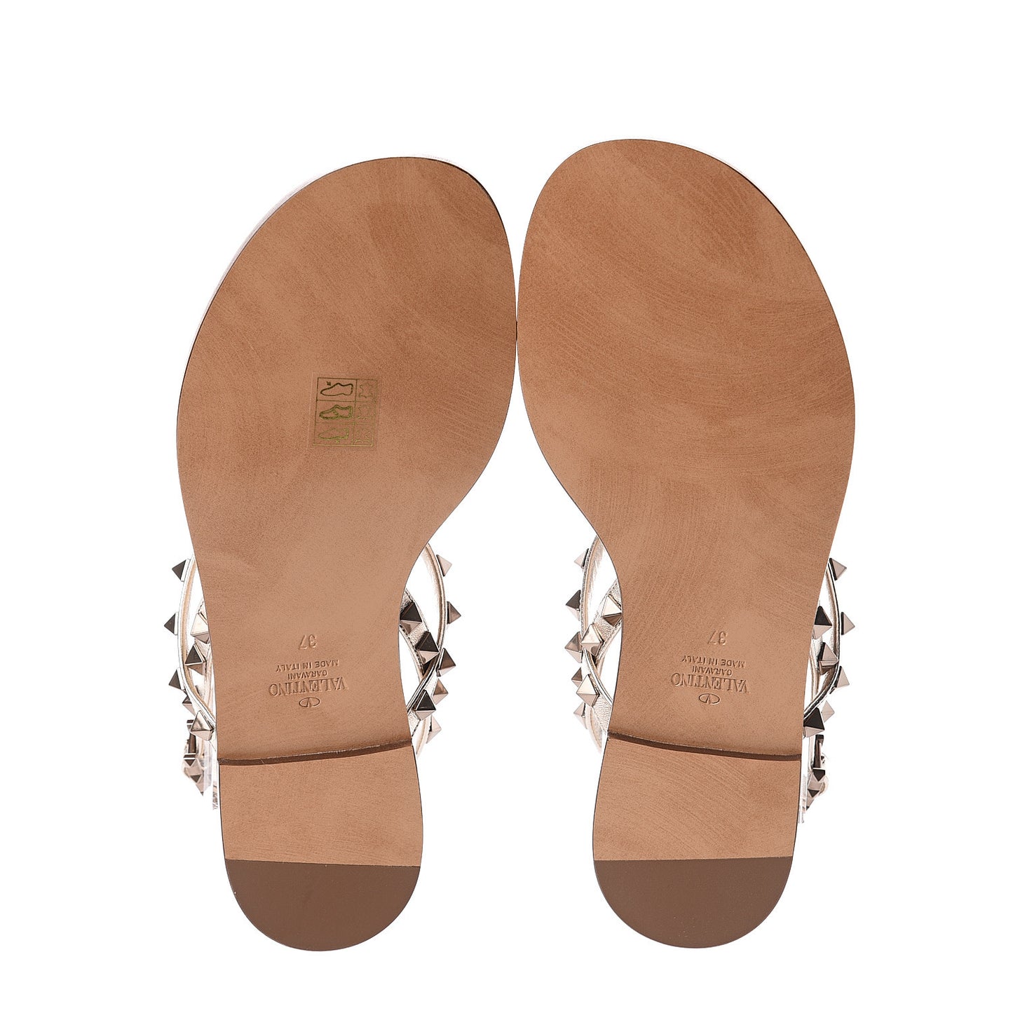 Metallic Nappa Rockstud Slingback Flat Thong Sandals 37 Silver