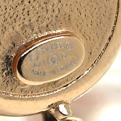 Chanel Pearl Resin Crystal CC Heart Drop Earrings Pink Gold 4 of 4