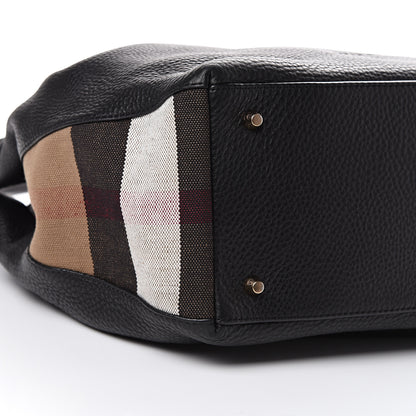 Burberry Grainy Calfskin House Check Medium Maidstone Black 9 of 12