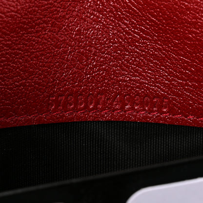 Gucci Vintage Effect Calfskin Matelasse Diagonal Torchon GG Marmont Chain Wallet Black Romantic Cherry 7 of 11