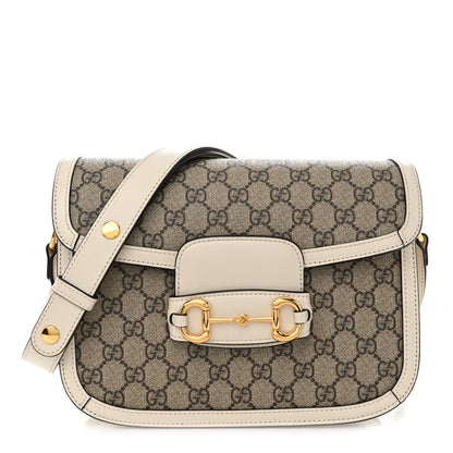 Gucci GG Supreme Monogram Horsebit 1955 Shoulder Bag Beige Mystic White 1 of 10