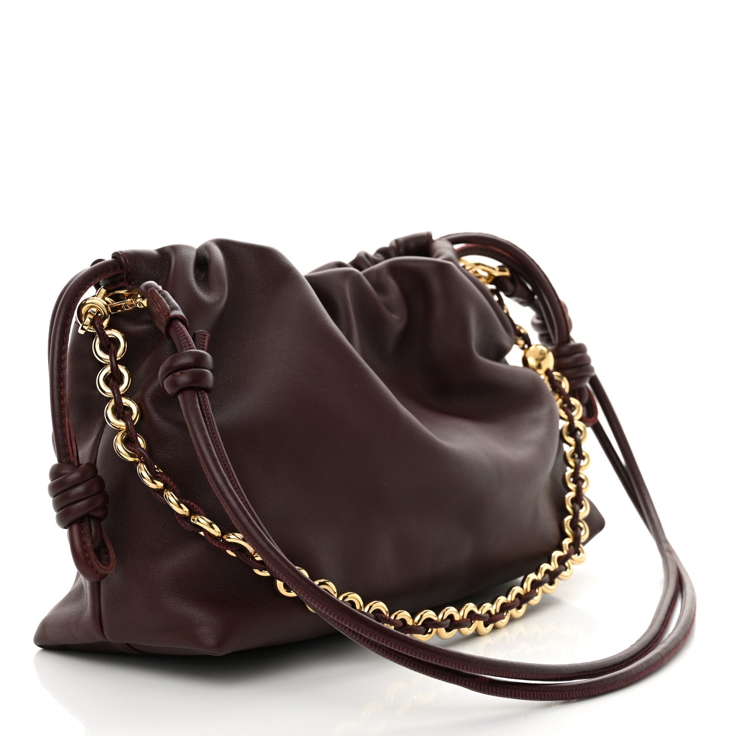 Loewe Mellow Nappa Medium Donut Chain Flamenco Knot Clutch Dark Burgundy 3 of 10